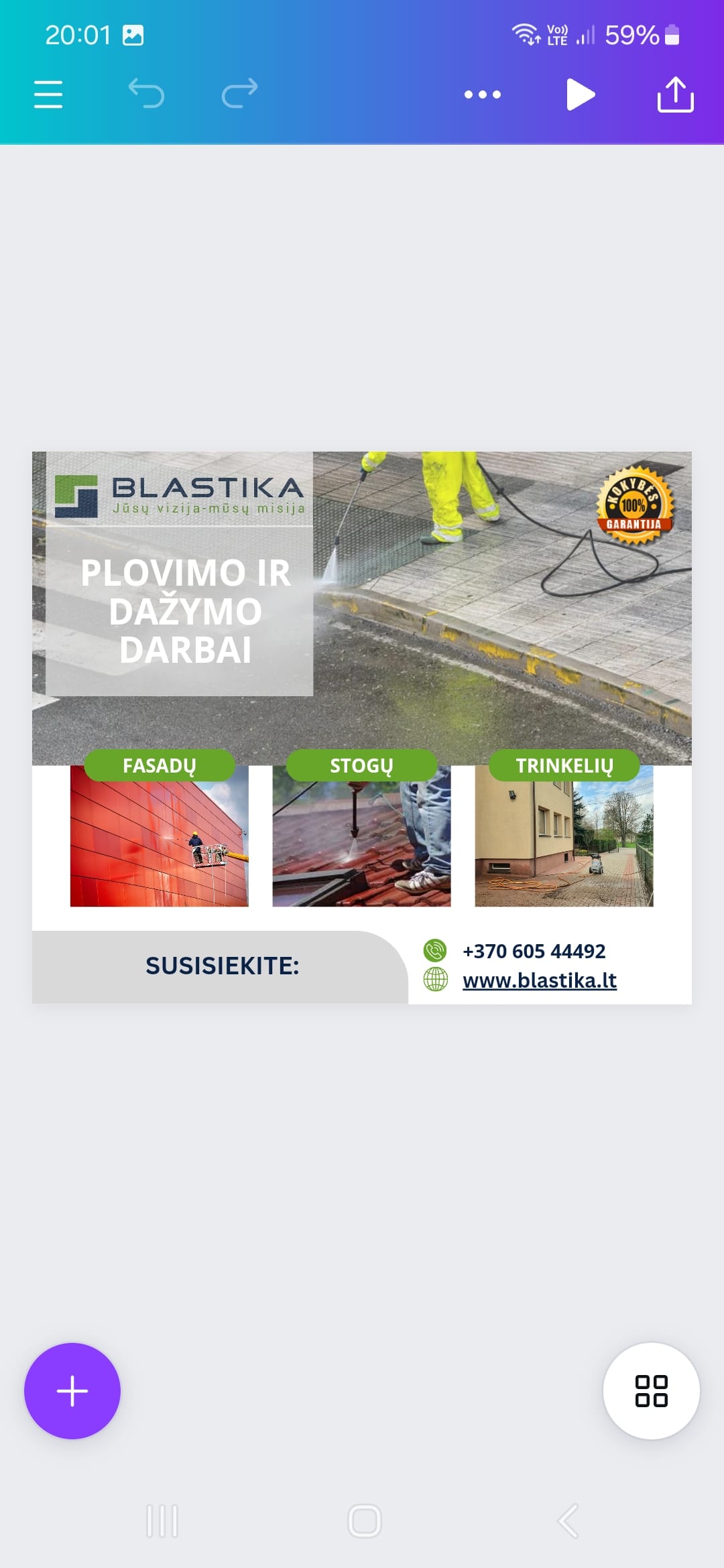 Trinkeliu, stogo, fasado plovimas